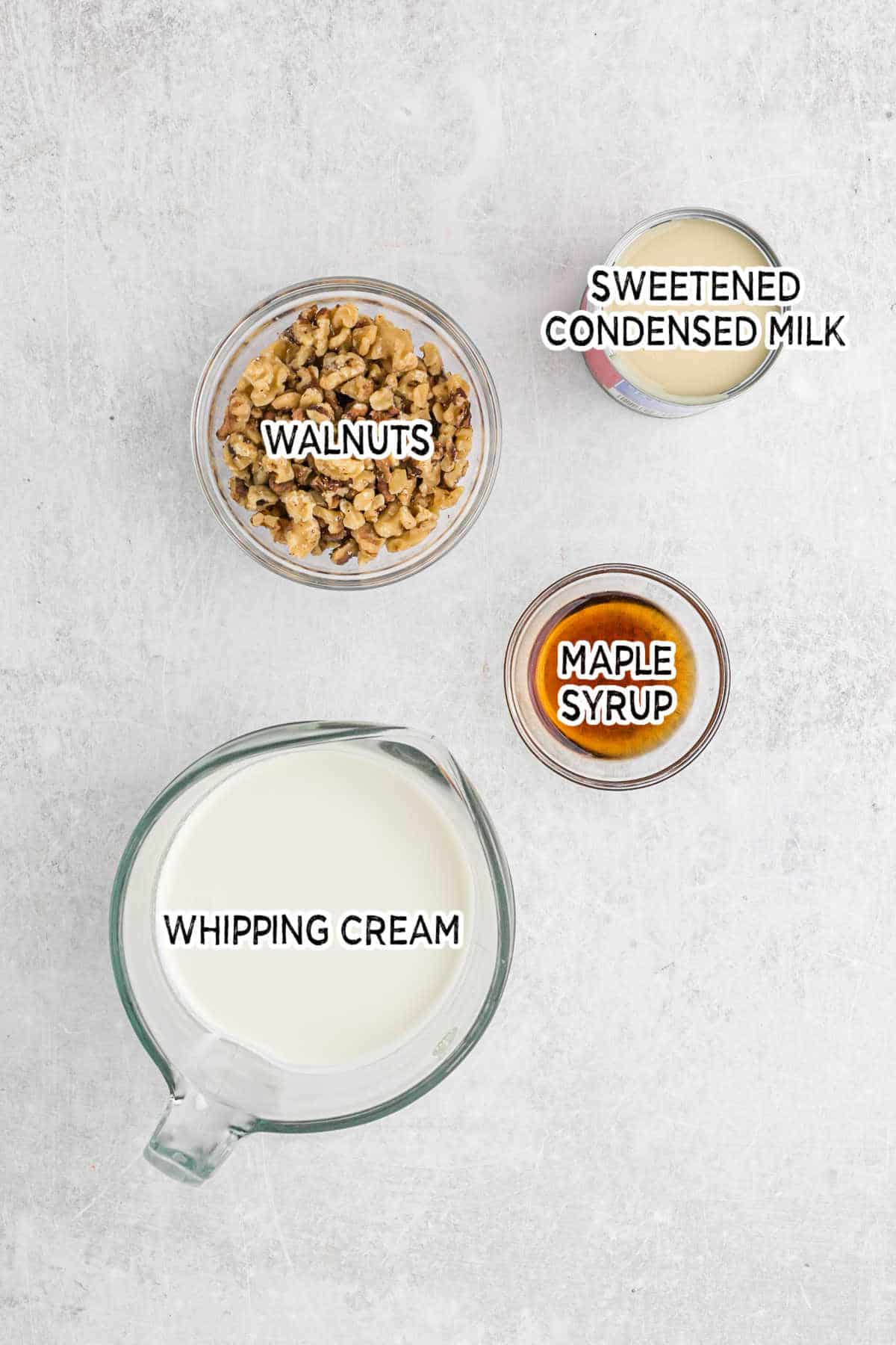 Maple walnut ice cream ingredients.