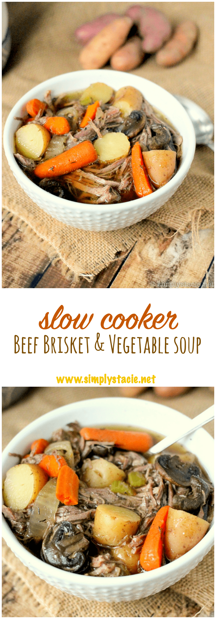 Slow Cooker Beef Brisket & Vegetable Soup - Simply Stacie