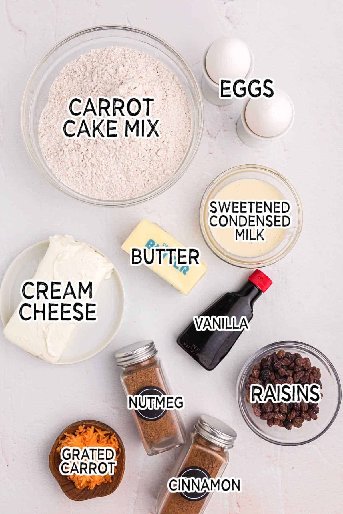 Carrot cake cups ingredients.