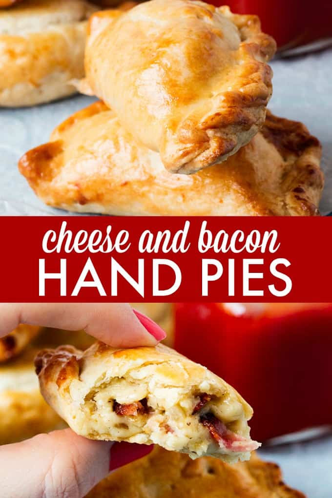 Cheese and Bacon Hand Pies - Hearty and comforting! These handheld meat pies are stuffed with bacon and cheese for a savory treat at any meal.