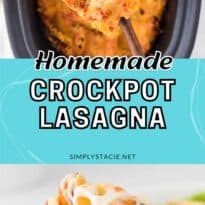 Crockpot lasagna collage pin.