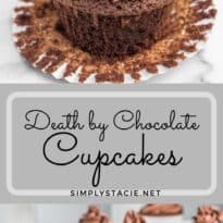 death by chocolate cupcakes two image collage pin