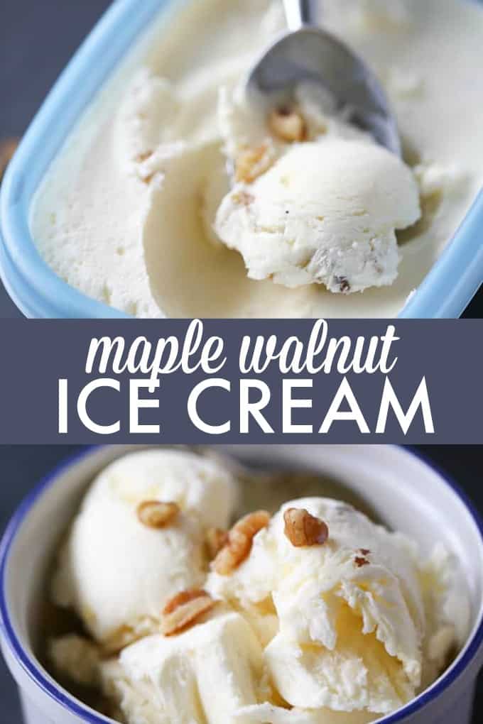 Maple Walnut Ice Cream - No-churn ice cream alert! This amazing frozen treat is a great fall dessert on its own or with a pie.