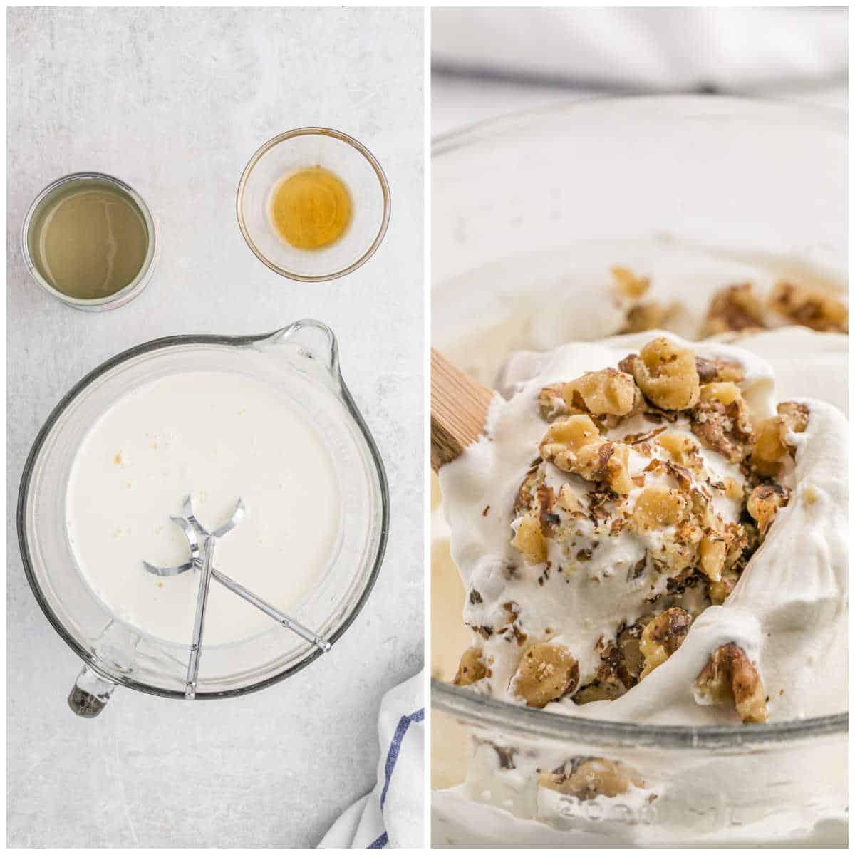 Steps to make maple walnut ice cream.