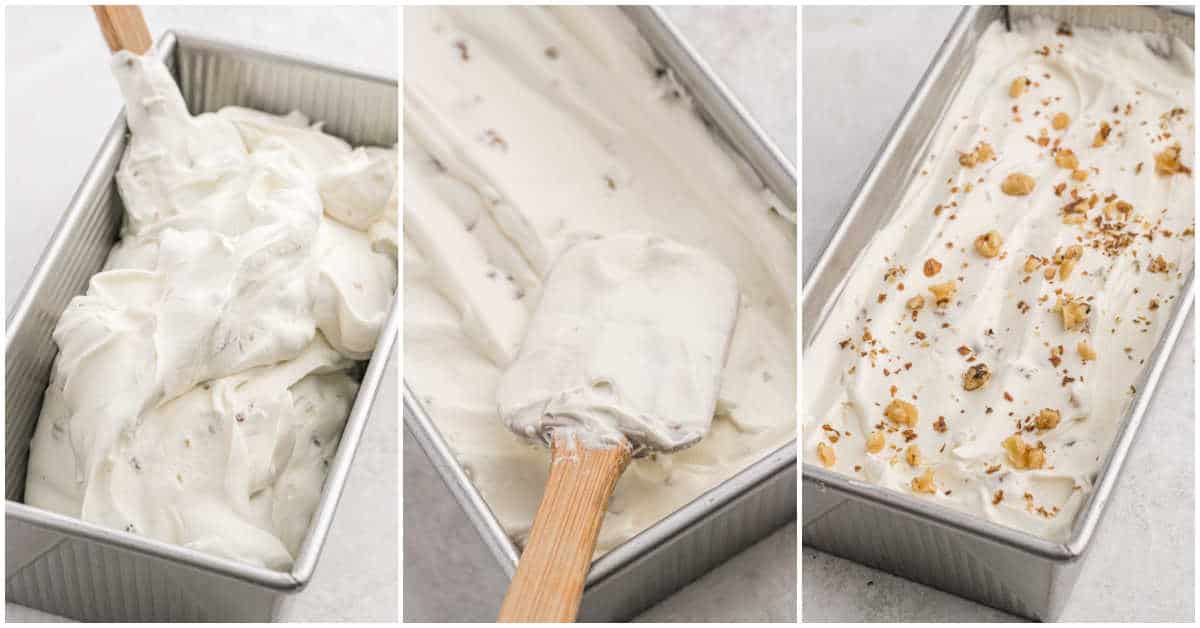 Steps to make maple walnut ice cream.