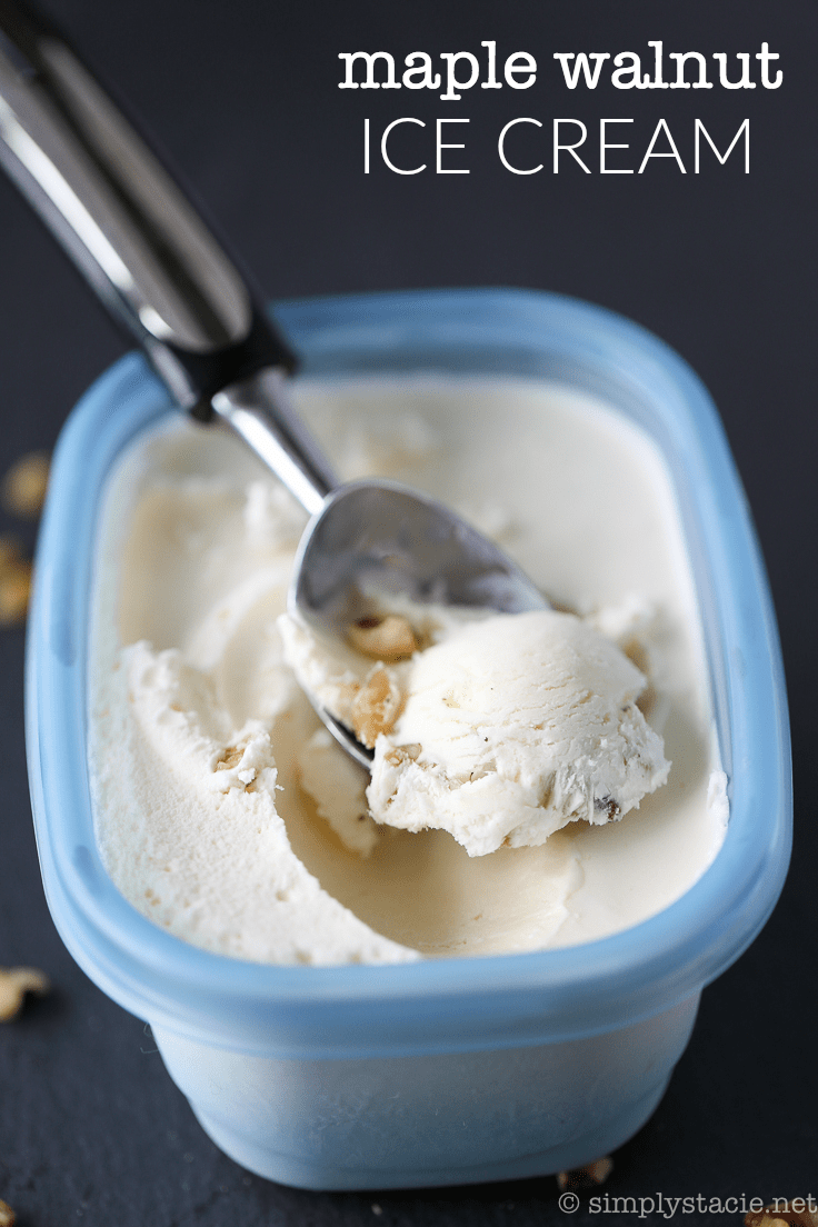 Maple Walnut Ice Cream - No-churn ice cream alert! This amazing frozen treat is a great fall dessert on its own or with a pie.