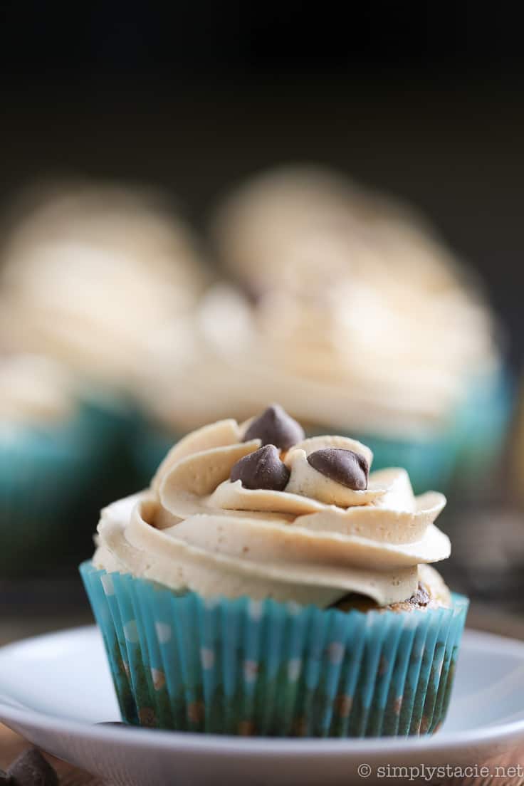 Banana Chocolate Chip Cupcakes with Peanut Butter Frosting - Bananas, peanut butter, and chocolate – oh my! These cupcakes bring the king combination for this moist dessert.