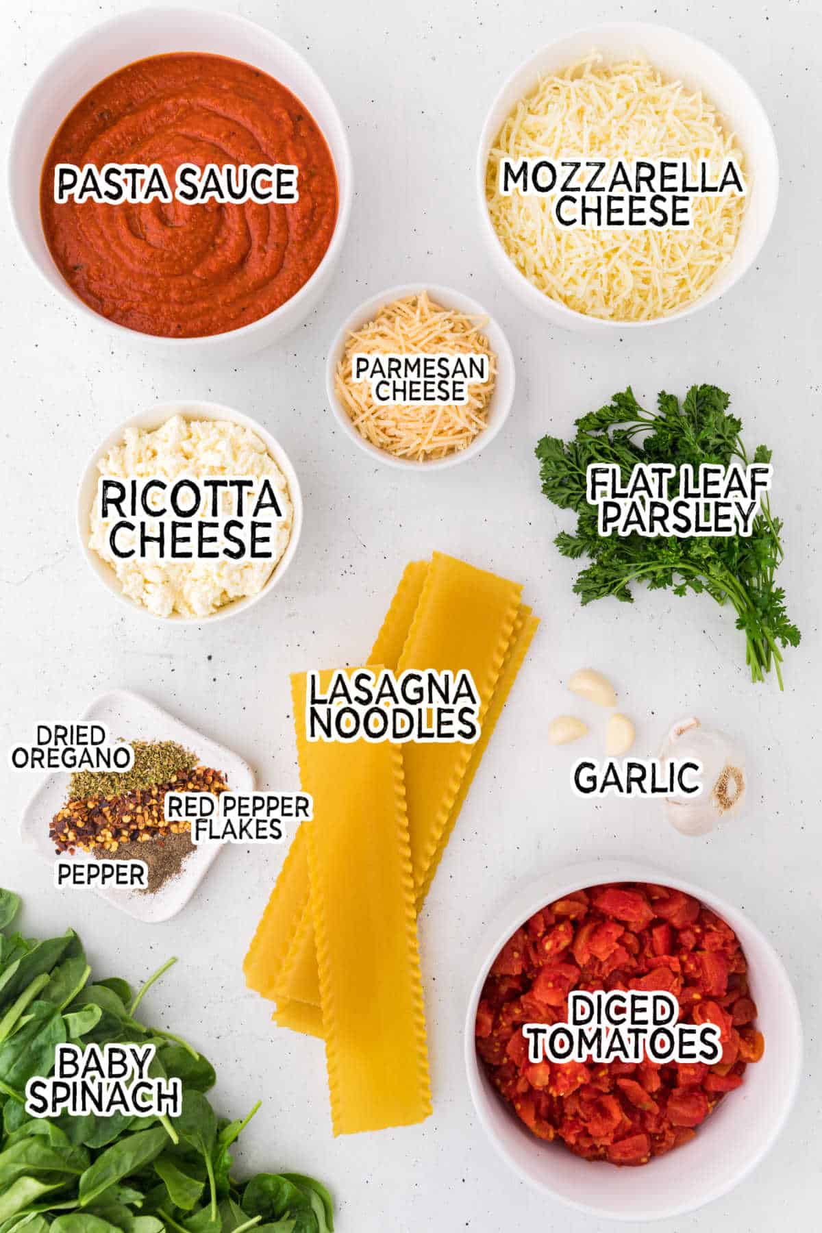Ingredients to make slow cooker lasagna.