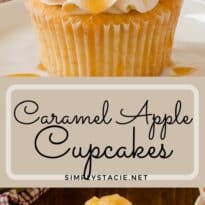 Caramel Apple Cupcakes - Fall in a cupcake! Sweet caramel and apple pie are packed into this delicious handheld dessert.