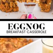 eggnog breakfast casserole collage