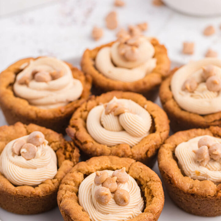 Peanut butter cookie cups on a plate.