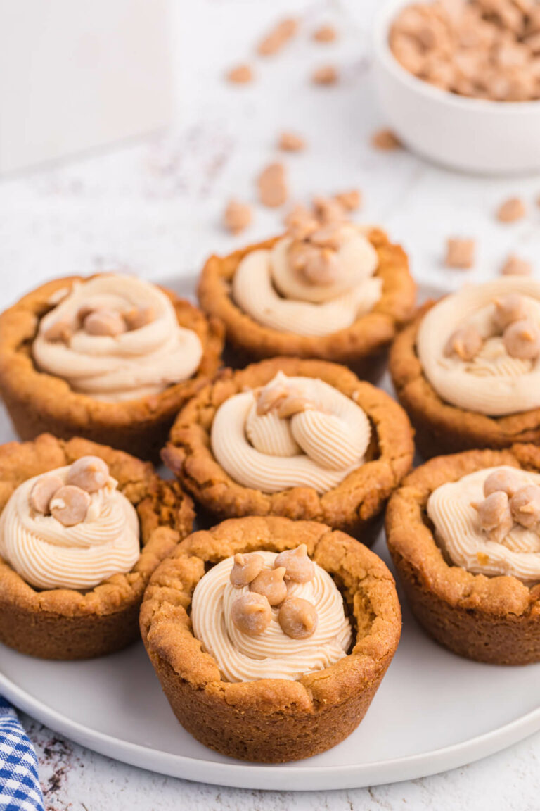 Peanut butter cookie cups on a plate.