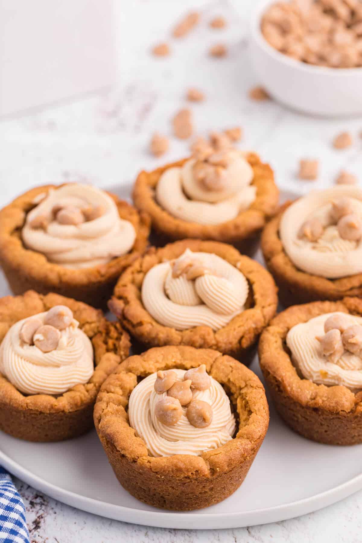 Peanut butter cookie cups on a plate.