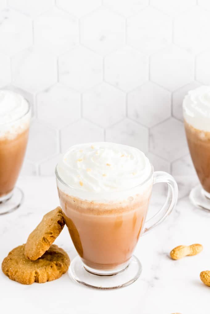 Slow Cooker Peanut Butter Hot Chocolate - The delicious flavours of a peanut butter cup in hot chocolate! Super easy to make in the slow cooker - a great make-ahead recipe when serving a crowd!