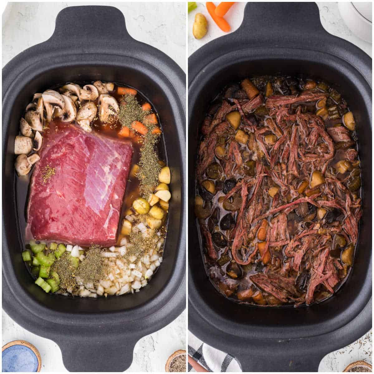 Steps to make Slow cooker beef brisket and vegetable soup.