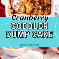 Cranberry Cobbler Dump Cake collage pin.