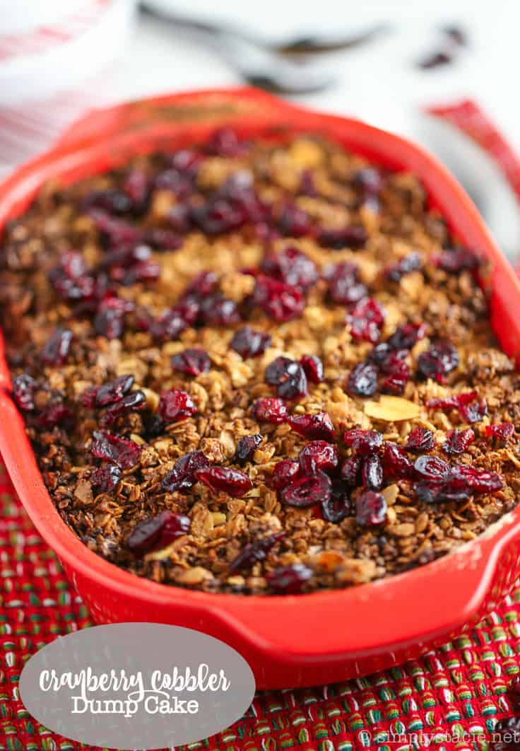 Cranberry Cobbler Dump Cake - Delicious and easy holiday dessert! Try this great way to use your leftover cranberries this season.
