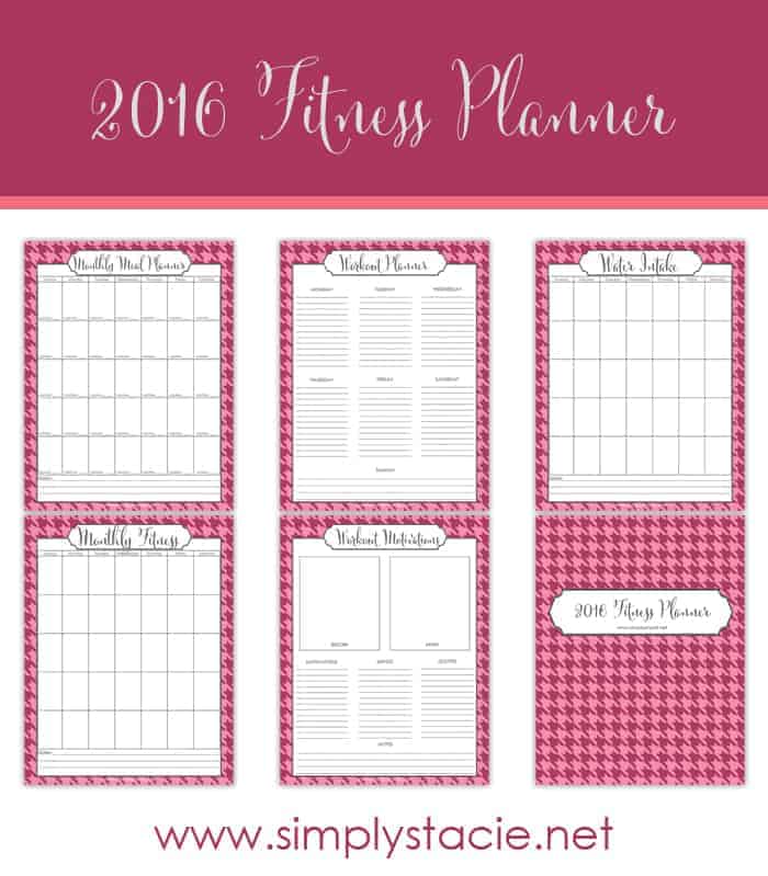 Free 2016 Fitness Planner Printables - Use this printable set to help you get in shape in the new year!