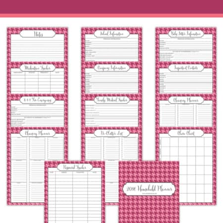 Make 2016 the year you get organized with this set of free Household Planner printables!