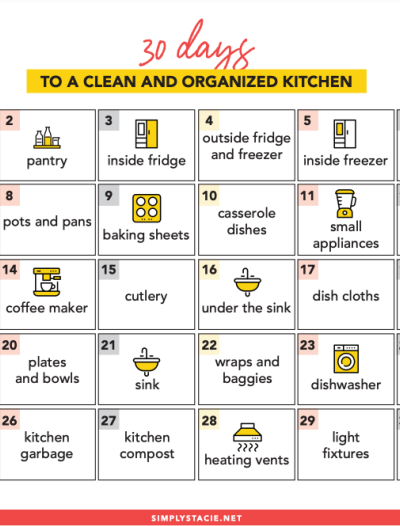 30 Days to a Clean & Organized Kitchen - Get your kitchen in shape for the new year with this fun cleaning challenge.