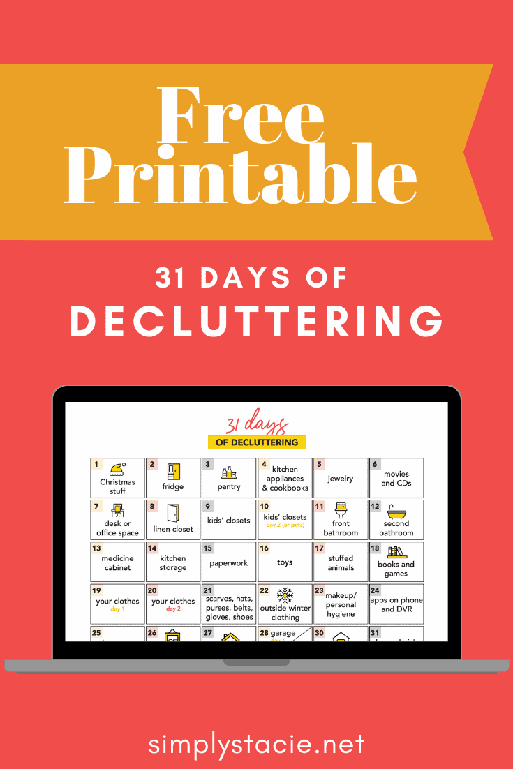 31 Days of Decluttering - Make this year the year you get your home organized! With this 31 days of decluttering challenge, you'll be well on your way.