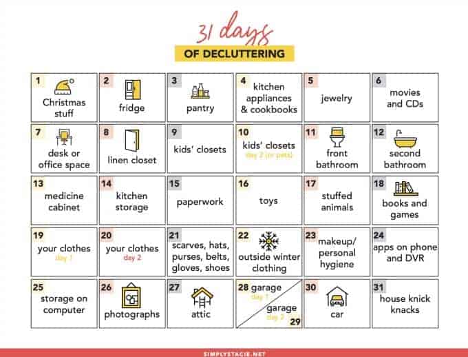 31 Days of Decluttering - Make this year the year you get your home organized! With this 31 days of decluttering challenge, you'll be well on your way.