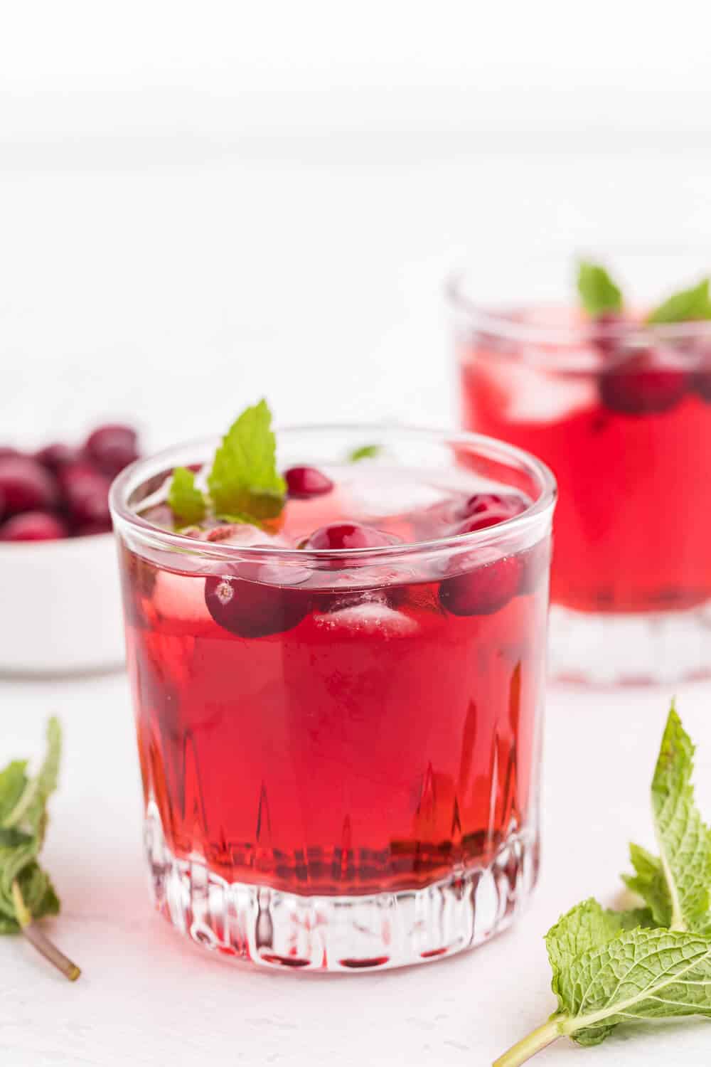 Cranberry Mint Mocktail - This mocktail is the perfect holiday party beverage. The red cranberries and green mint echo the colours of the season, with a sweet, refreshing and bubbly tang!