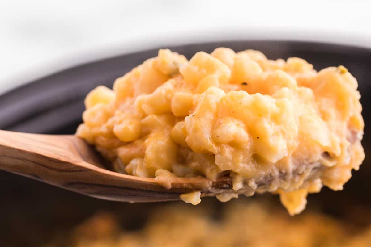 Slow Cooker Cheesy Potatoes - The creamiest potato recipe! Grab your Crockpot for this 4-ingredient side dish with frozen hash browns, cheese soup, and evaporated milk.