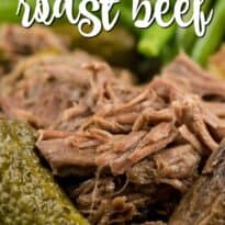 Dill Pickle Roast Beef - This might be the most simple slow cooker recipe ever! Dump a jar of pickles in a slow cooker with your preferred cut of beef. You'll be amazed in 8 hours!