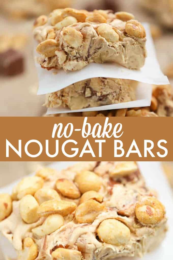 No-Bake Nougat Bars - Prepare for a sticky sweet explosion with this easy no-bake dessert recipe! Only 6 ingredients. I make this recipe every Christmas.