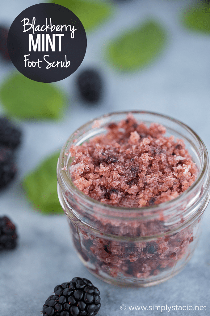 Blackberry Mint Foot Scrub - Pamper your feet with this easy homemade sugar scrub. It's invigorating, refreshing and soothing on sore, tired feet.