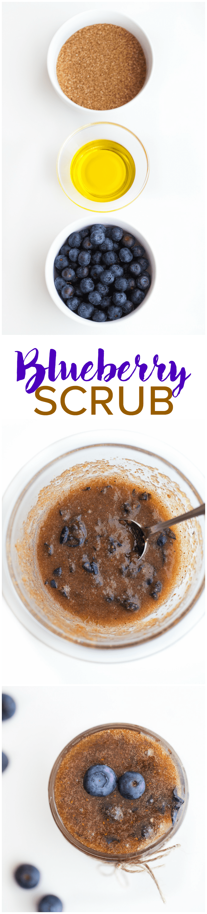 Blueberry Exfoliating Sugar Scrub - Super simple DIY sugar scrub you can make with easy to find ingredients! Skin feels so soft and smooth after just one use.