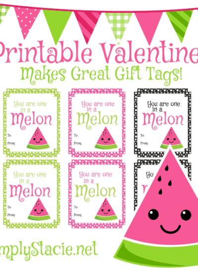 Watermelon Printable Valentine's Day Cards