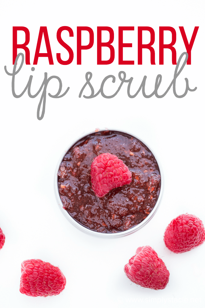 Raspberry Lip Scrub - Get soft, kissable lips with this simple DIY beauty recipe. It's made with three natural ingredients that you may already have in your home!