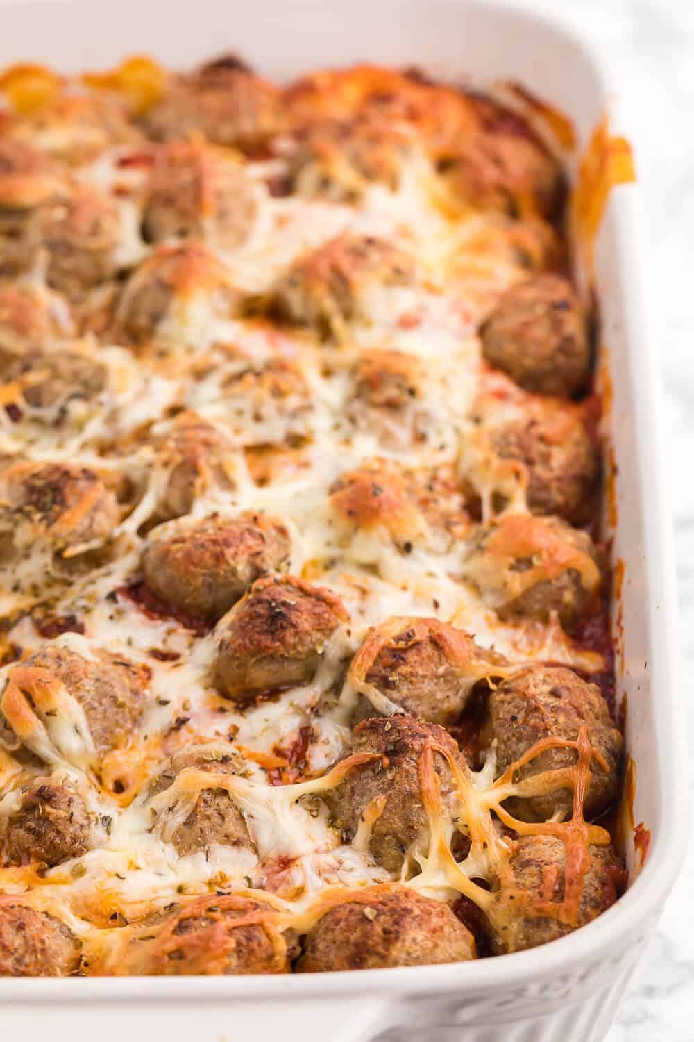 Meatball Sub Casserole - Made with convenient ready-made ingredients, this casserole tastes just like a meatball sub from your favourite sub shop!