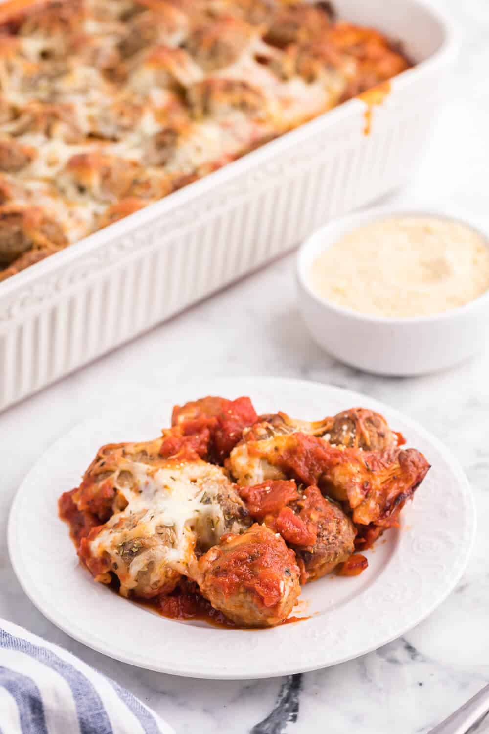 Meatball Sub Casserole - Made with convenient ready-made ingredients, this casserole tastes just like a meatball sub from your favourite sub shop!