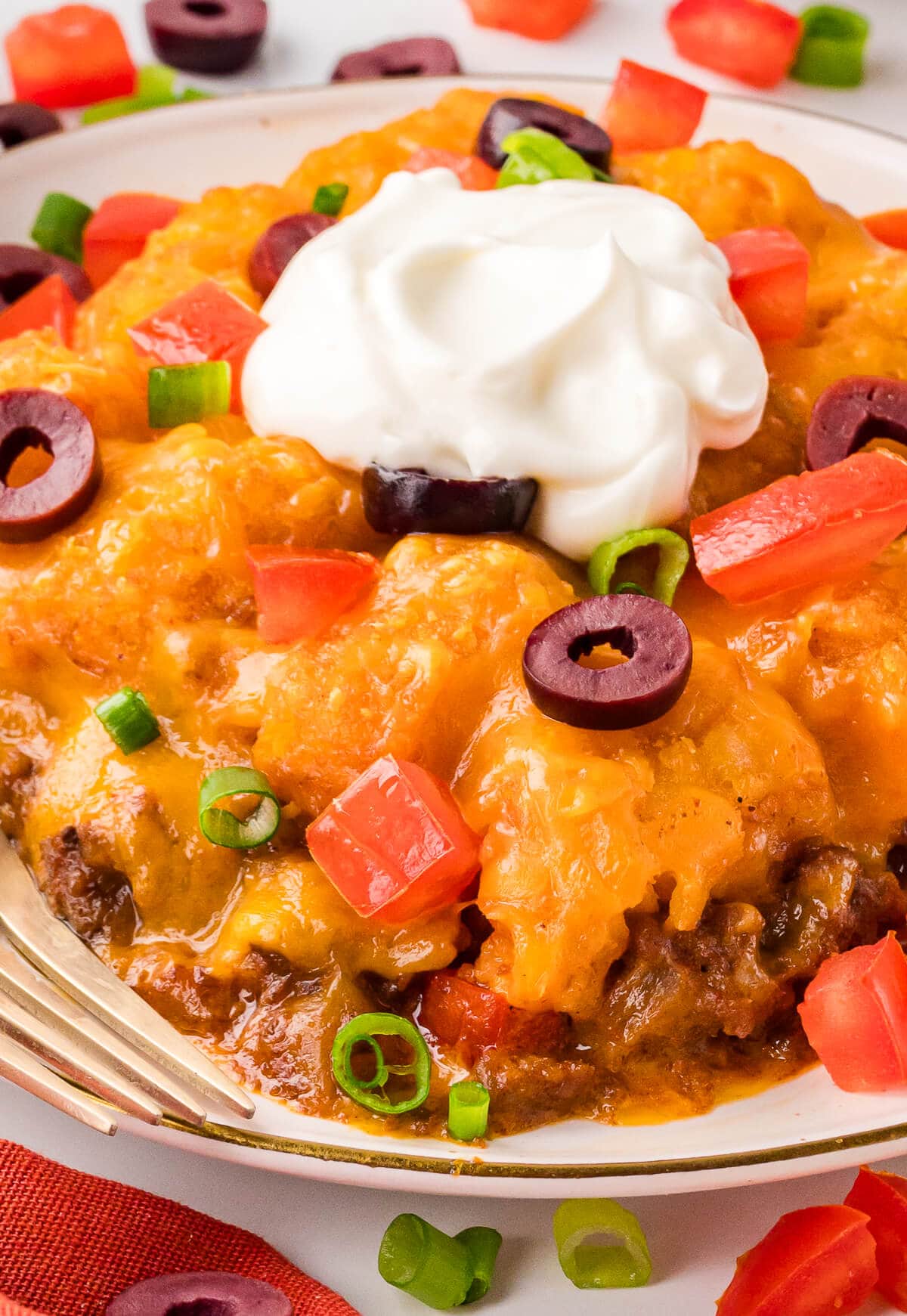 Close up of a piece of the casserole.