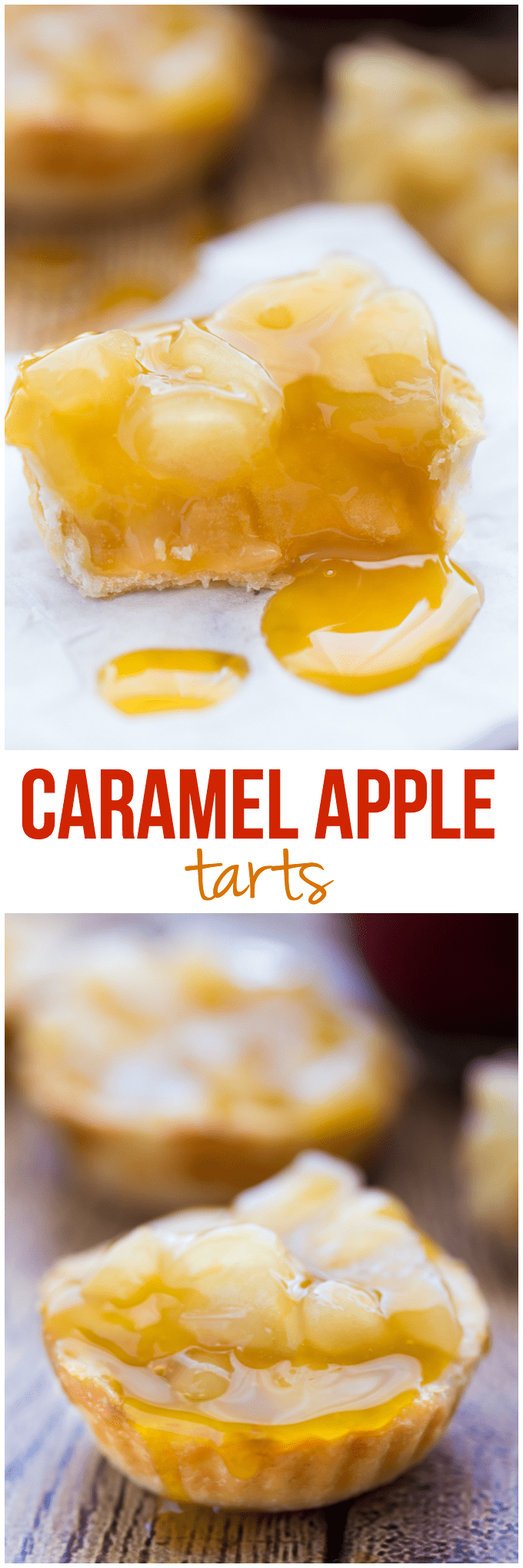 Caramel Apple Tarts - Sticky, sweet and easy to make with only three ingredients. This one's for my caramel loving friends!