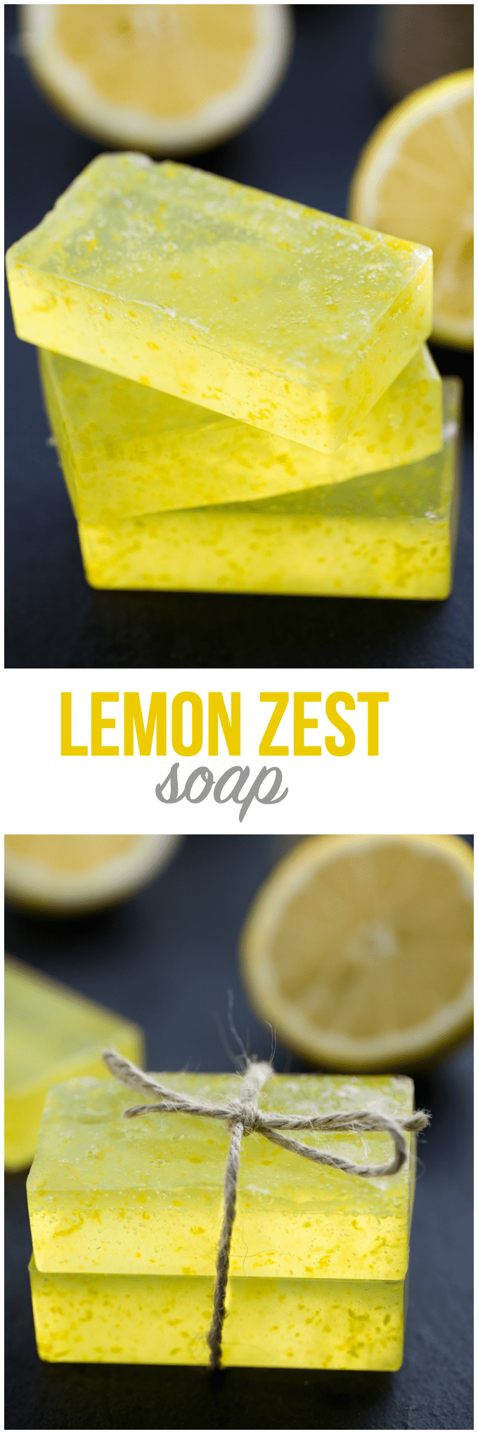 Lemon Zest Soap - Only three ingredients in this simple DIY! This Lemon Zest Soap smells fresh and clean and feels great on skin.