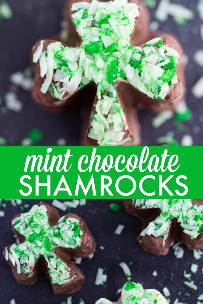 Mint Chocolate Shamrocks - No-bake St. Patrick's Day dessert! Make your own candy for the leprechauns with this family-friendly chocolate recipe.