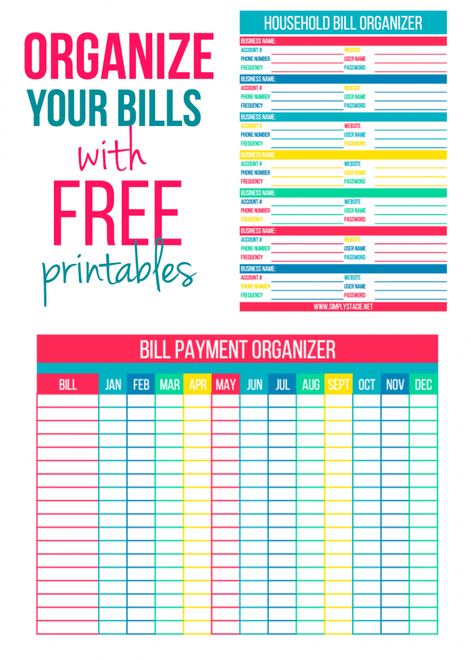 Free Printable Bill Organizer Pdf Printable Blank World