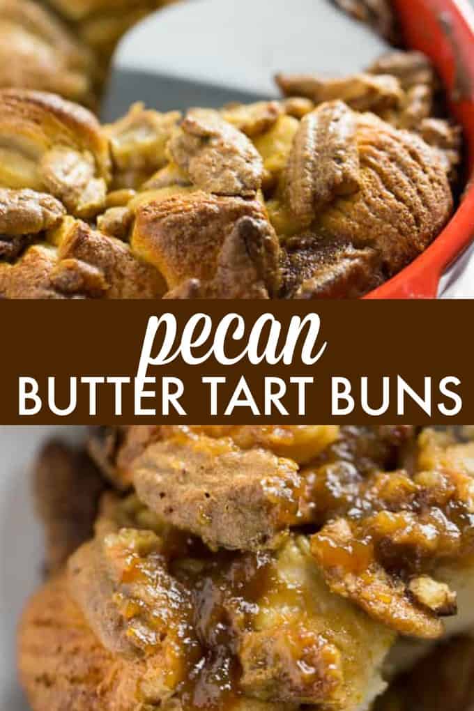 Pecan Butter Tart Buns - A cross between Pecan Butter Tarts, Chelsea Buns and Monkey Bread. These three desserts are combined together to create an indulgent delight!