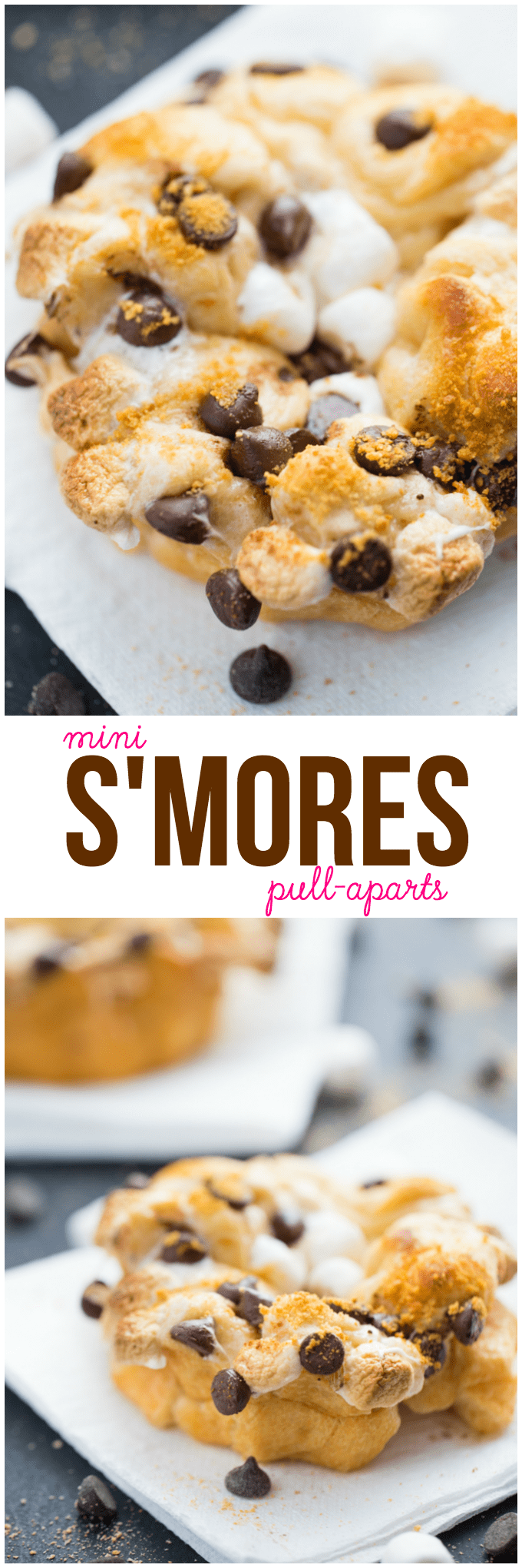 Mini S'mores Pull-Aparts - More s'mores please! These mini pull-apart desserts are quick and easy with ready-made dough. Only 4 ingredients!