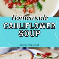 Cauliflower soup collage pin.