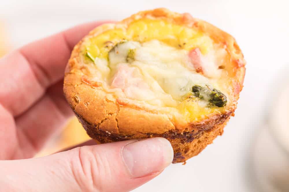 Ham, Asparagus & Swiss Biscuit Cups - These flaky bite-sized biscuits are loaded with ham, Swiss and asparagus, but can be completely customized to your family's taste buds!