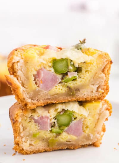 Ham, Asparagus & Swiss Biscuit Cups - These flaky bite-sized biscuits are loaded with ham, Swiss and asparagus, but can be completely customized to your family's taste buds!