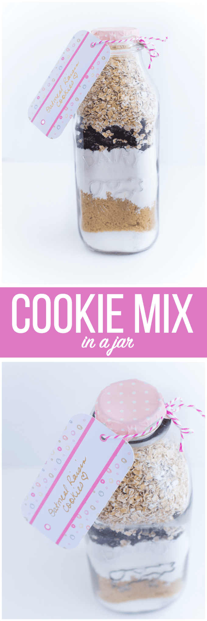 Cookie Mix in a Jar - Layered cookie ingredients makes for a beautiful gift and yummy dessert. Love this gift idea for Mother's Day!