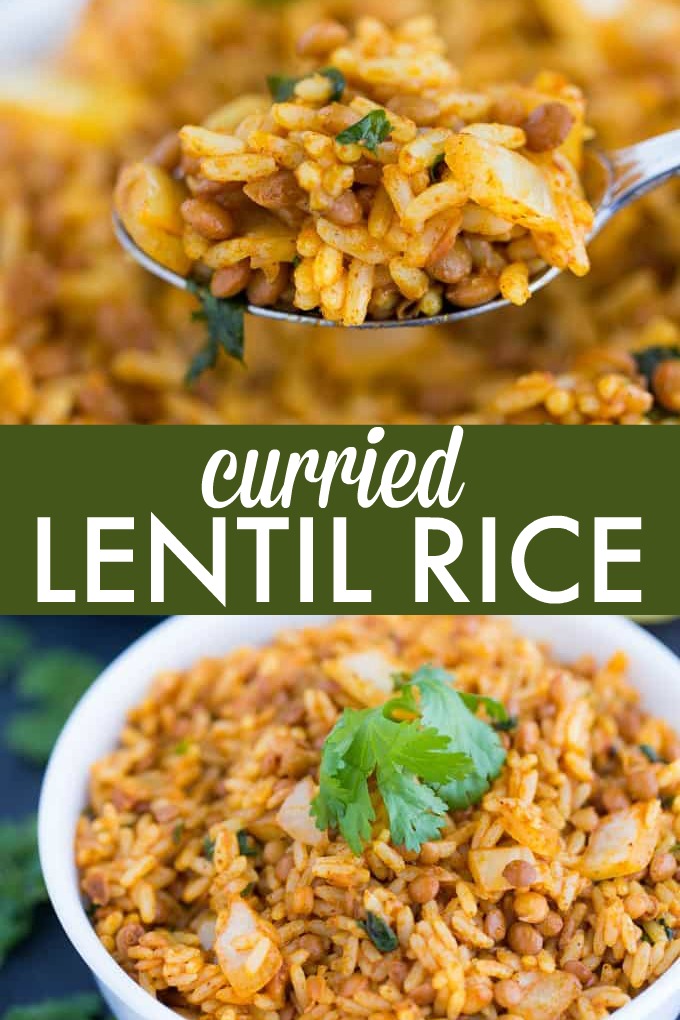 Curried Lentil Rice - The perfect plant-based side! Turn your simple rice and lentils into a super flavorful dish packed with curry.