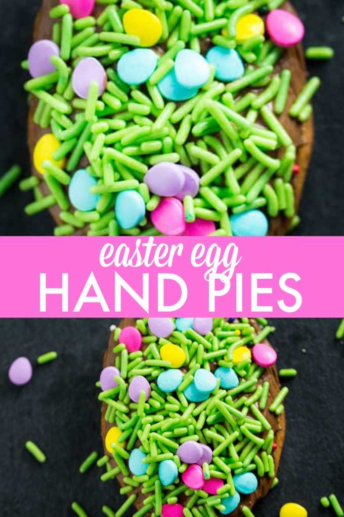 Easter Egg Hand Pies - Super easy Easter dessert made with refrigerated pie crust, melted chocolate and sprinkles! A fun Easter recipe for the kids to make.