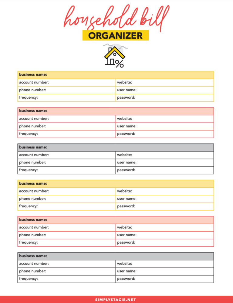 Organize Your Bills with Free Printables - This set includes a Bill Payment Organizer and Household Bill Organizer will help keep you on track.